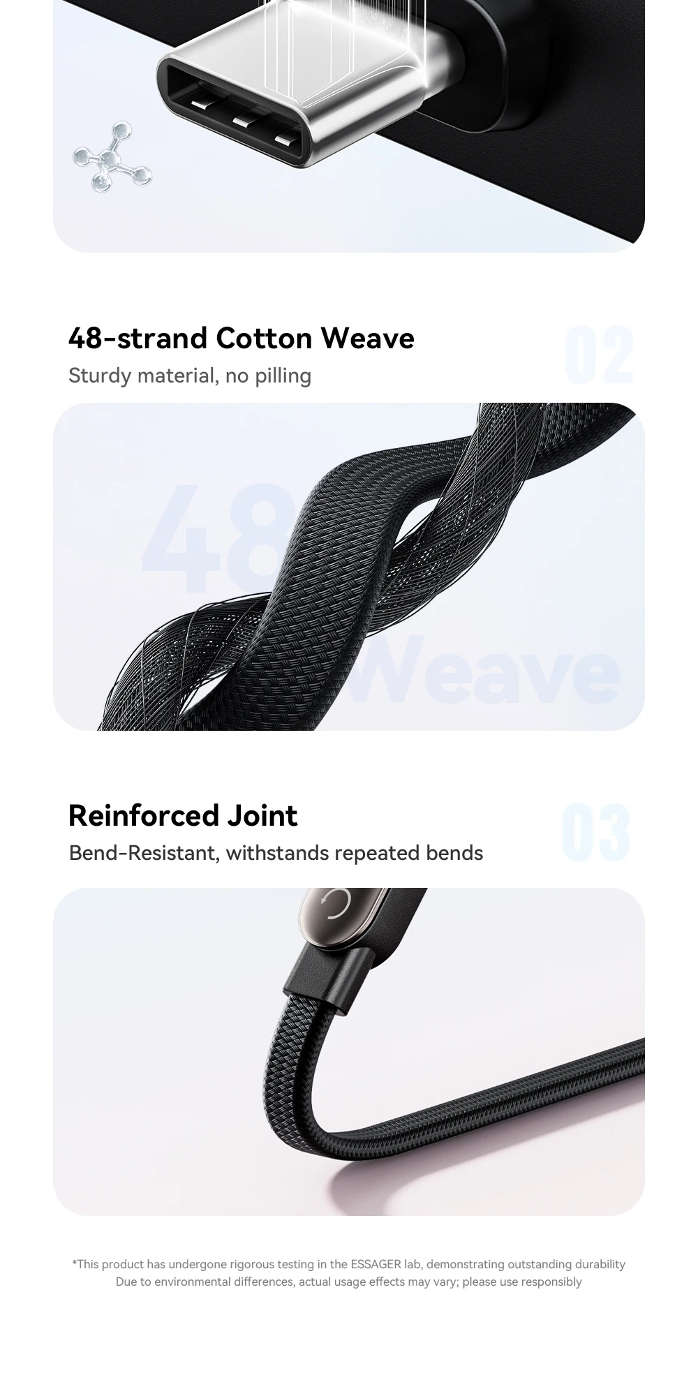 Essager 100W gebogenes USB-C-Kabel 100W für iPhone 17 16Pro Max, Typ-C-Kabel für Macbook Pro, Schnellladekabel für Huawei iPad – Detail 11