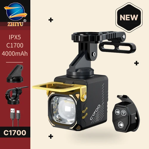 Faro de bicicleta ZHIYU de 1700 lúmenes, linterna para manillar tipo C, resaltado de carretera MTB, lámpara frontal C1700, accesorios para bicicleta