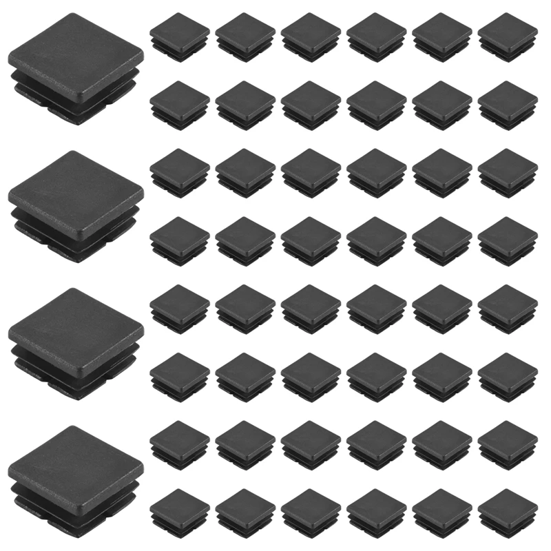 사각 튜브 엔드 캡 플라스틱 플러그, 포스트 파이프 캡 커버, 튜브 인서트, 의자 글라이드 플러그, 1 인치, 200 개