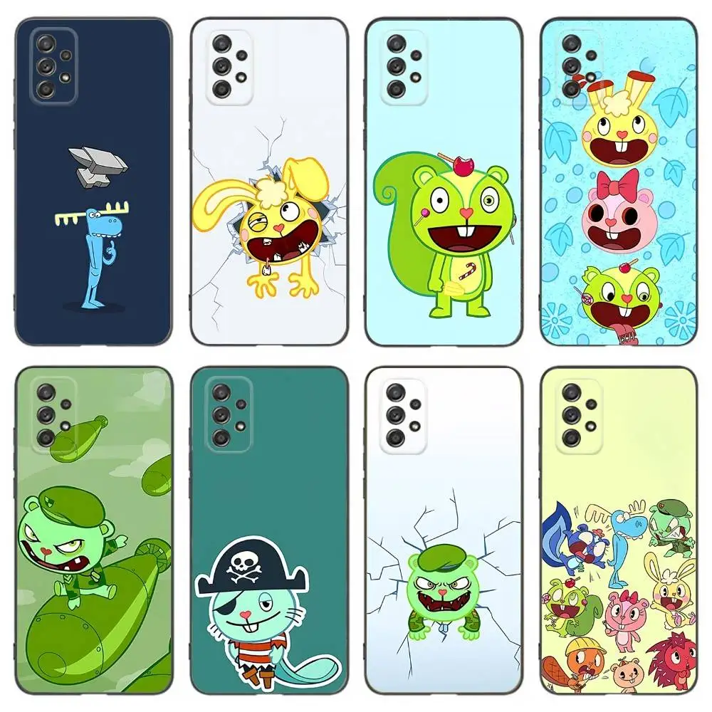 

H-Happy T-Tree Friends Phone Case For Samsung Galaxy A 91,80,73,72,53,52,51,22,5G,Plus,J,Note Soft Black Cover