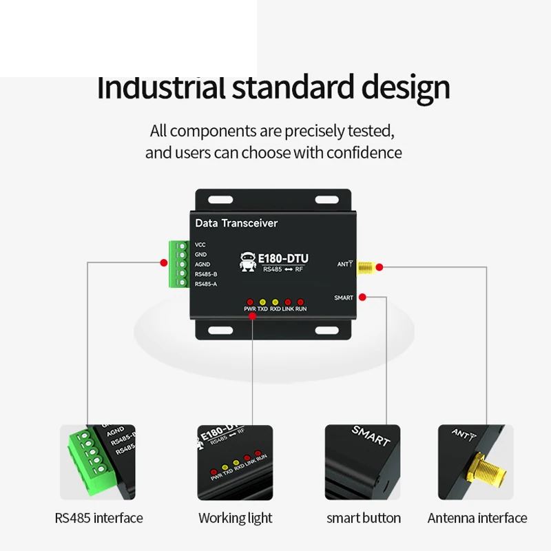 Zigbee 3.0 Wireless Data Transmission Station EFR32MG1B RS485 20dBm E180-DTU(Z20-485) DC8 ~ 28V Zigbee Data Transceiver