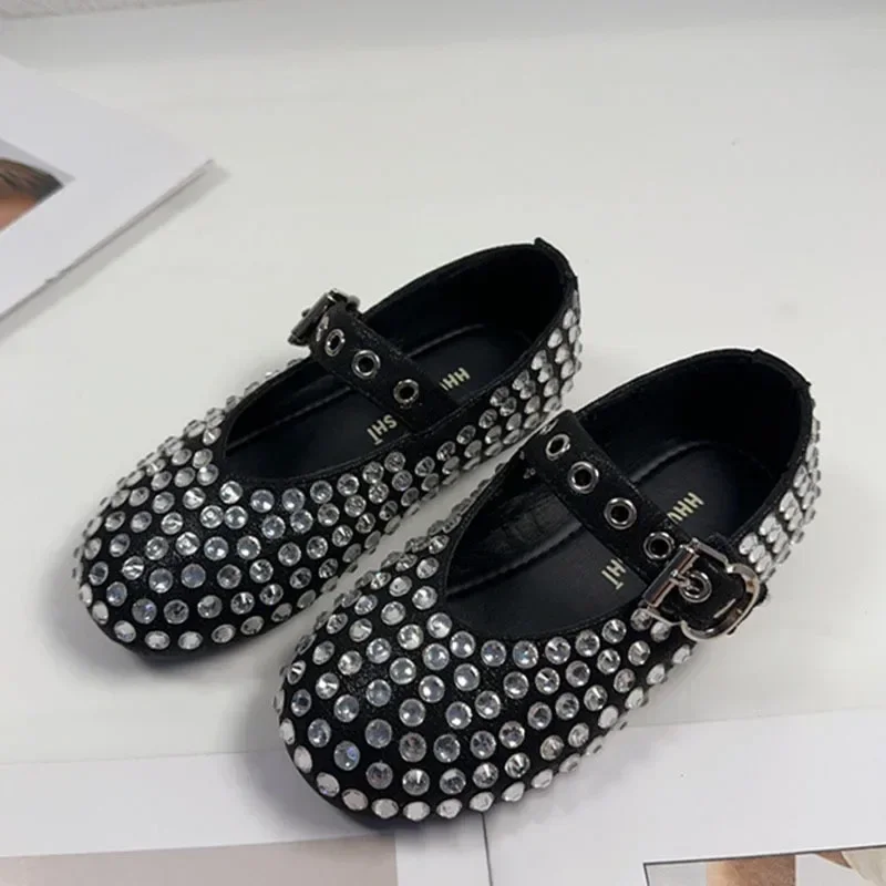 Girls Shoes Autumn Toddler Kids Fashion Mary Jane Dress Party Ballet Flats Children Brand Sandal Show Dance Rhinestone Soft Sole