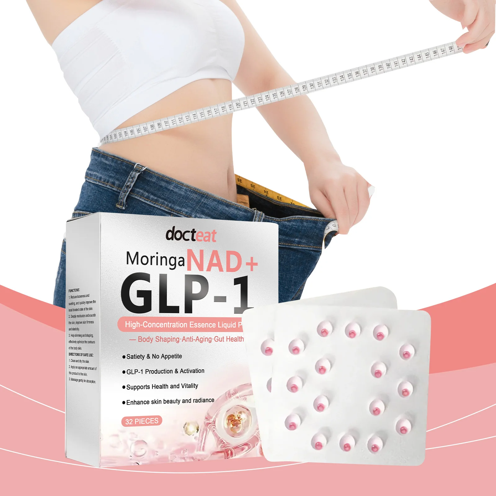 Glp-1 Slimming Health Super Concentrated Essence Pearl Contains Nad+ Lose Weight Stay Shape Natural Capsule Control Body Shape