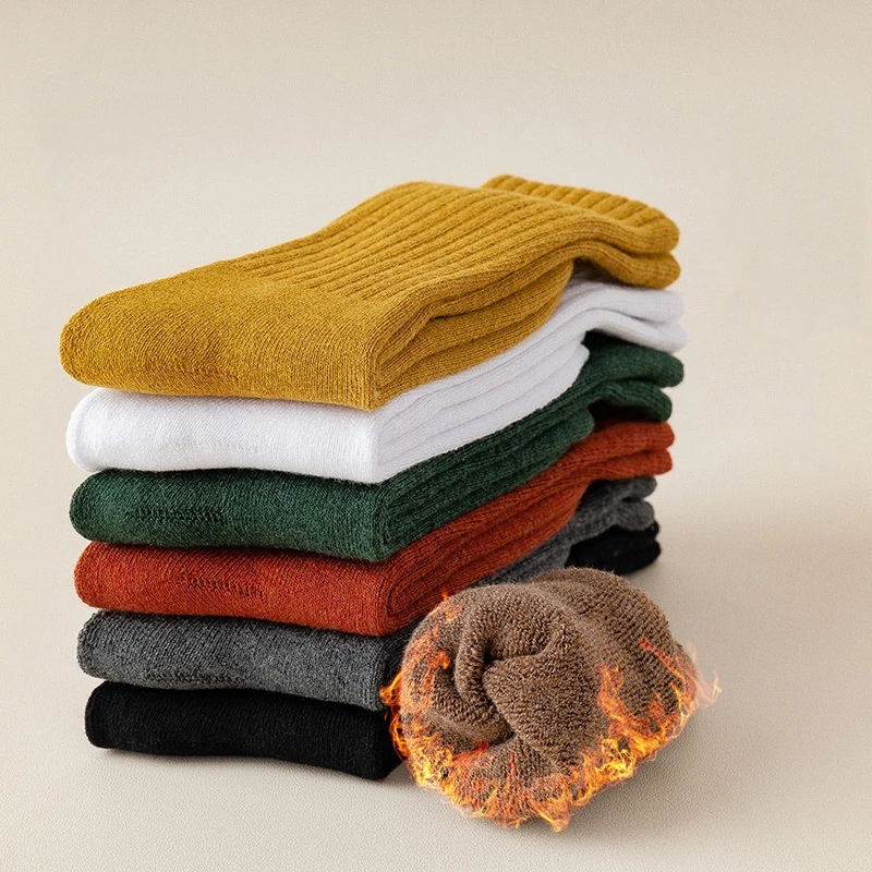Autumn Winter New Women\'s Socks Solid Plus Cashmere Warm All-match Business Casual Socks