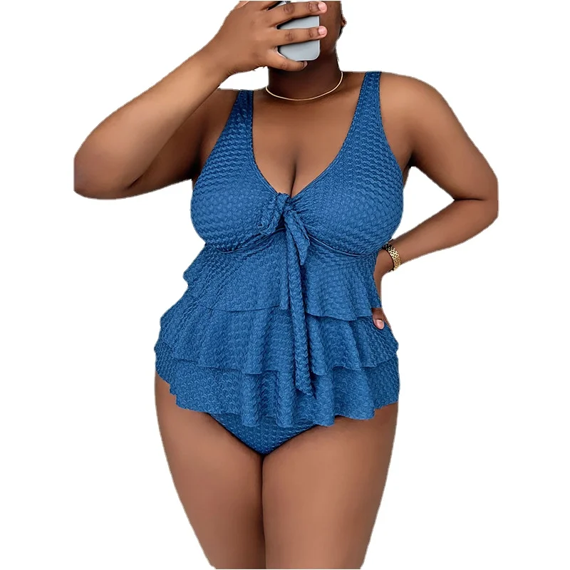 Plus Size Women Swimsuit Tankini Swimwear Beachwear Bathing Suit High Waist Bikinis Set Mujer