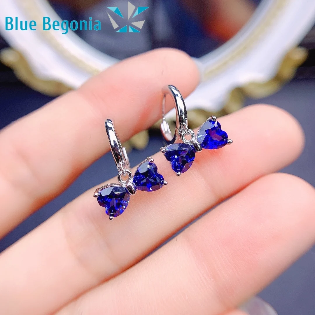 

Natural Dark blue Sapphire Earrings 925 Sterling Silver 5*7MM Gemstones for Women Anniversary Gift Fine Jewelry Girl Friend