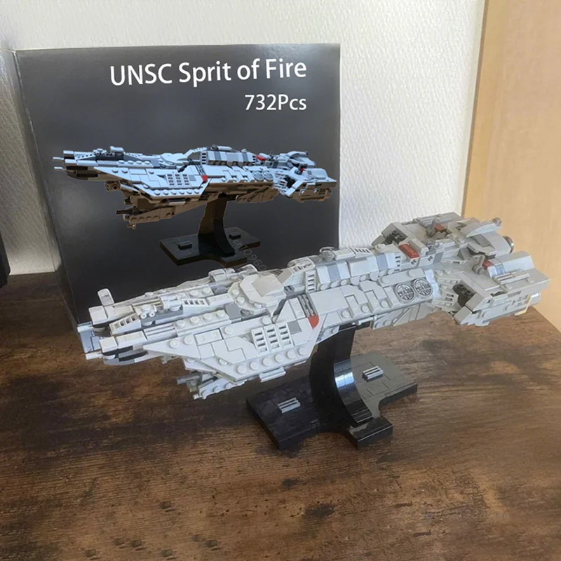 Nuovo MOC Personalizzato Astronave UNSC Sprit of Fire Building Blocks Modello Educazione FAI DA TE Assemblaggio Mattoni Giocattolo Per Bambini Regalo Di Natale