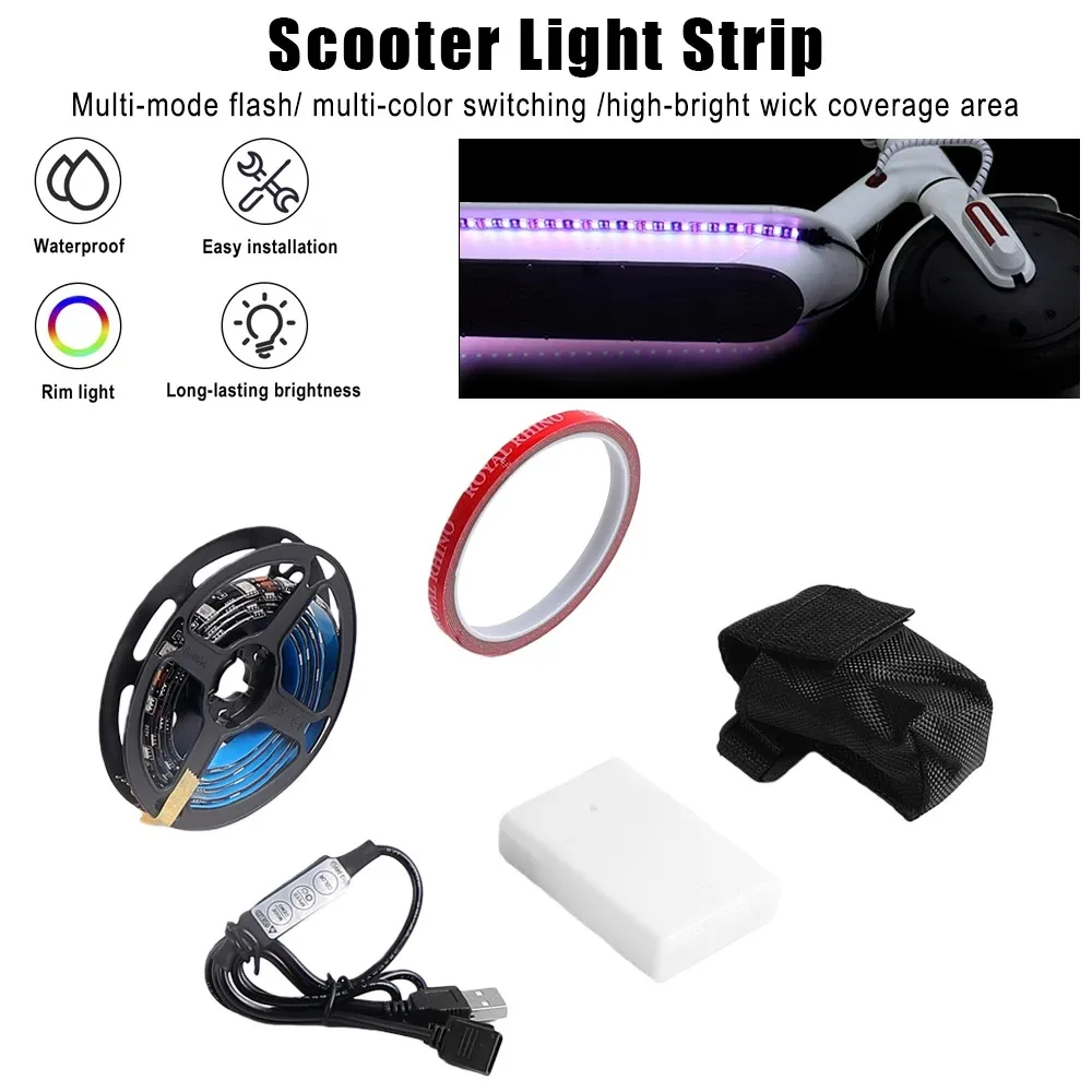 LED Strip Light Flashlight Bar Lamp For Xiaomi M365 pro for ninebot max G30 Electric Scooter Night Light Long Light Flash Model