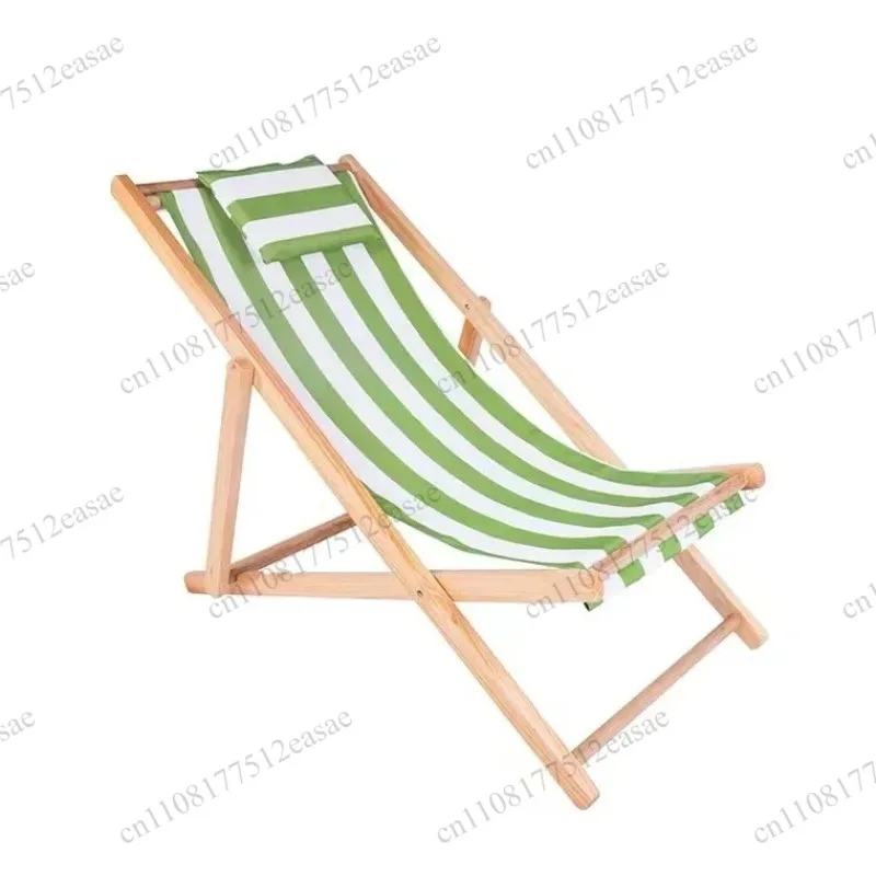 Outdoor Beach Chair Solid Wood Folding Leisure Adult Chair Lunch Break Canvas Balcony Chair