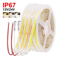 COB LED Strip Light 12V 24V 3000K 4000K 6000K IP67 Waterproof Flexible Led Tape 480LEDs/m 5m 10m 20m 0.5m 1m 2m Linear Lighting