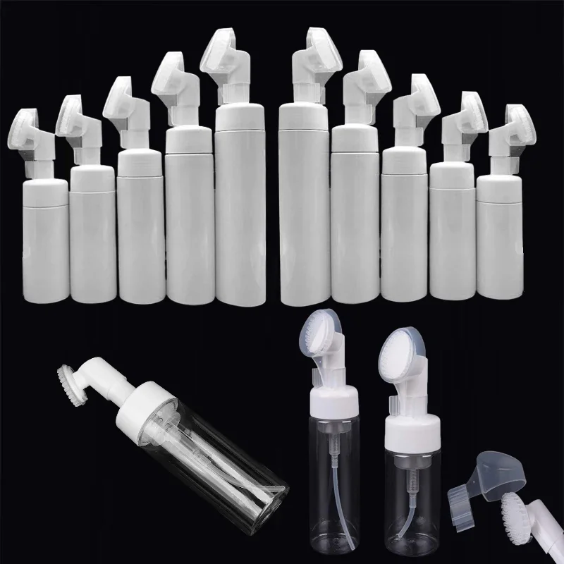 

10Pcs 100ml-250ml Empty Soap Foaming Bottles w/ Silicone Foam Massage Brush Pump Dispenser Containers For Body Wash Body Wash