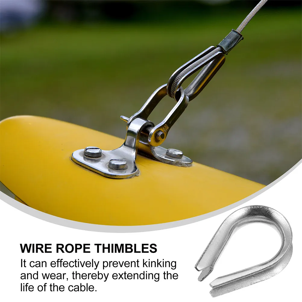 50Pcs Stainless Steel Wire Rope Collar Triangular Protection Ring Anti-Corrosion Cable Clamp for Marine Industrial Rigging Wire