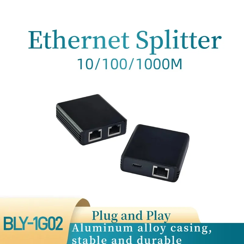 

BLIY Ethernet Splitter 1 to 2 1000Mbps, Internet Cable Splitter High Speed Switch Network Gigabit for LAN RJ45 Port Router
