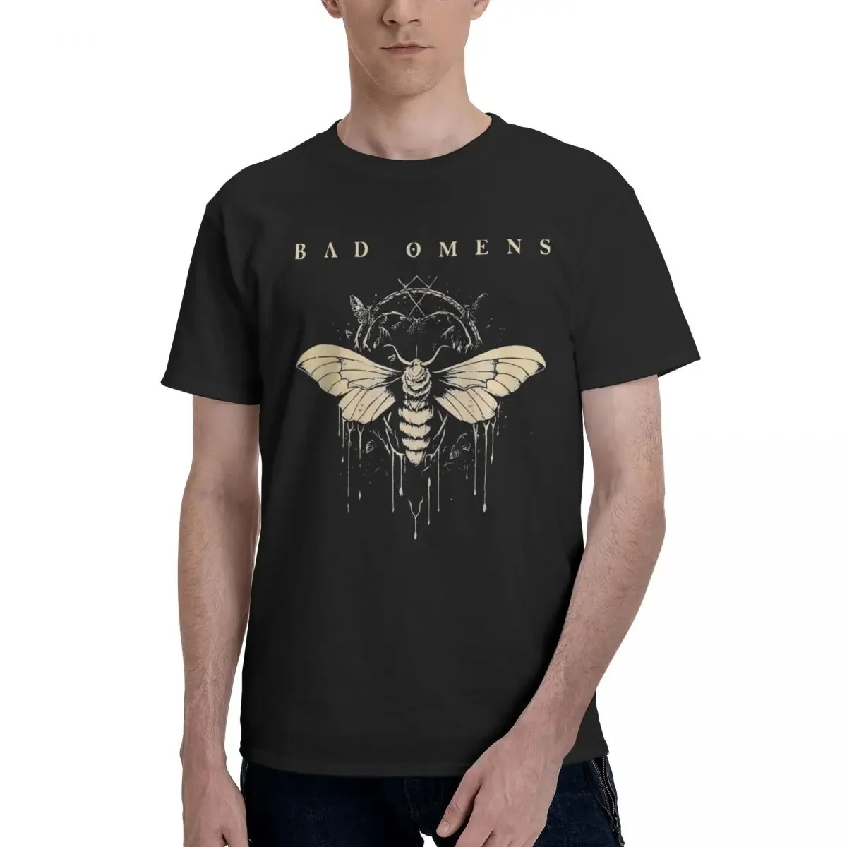 Bad Omens Moth T Shirt Men Cotton Novelty T-Shirts Round Collar Music Band Tees Short Sleeve Clothes Party