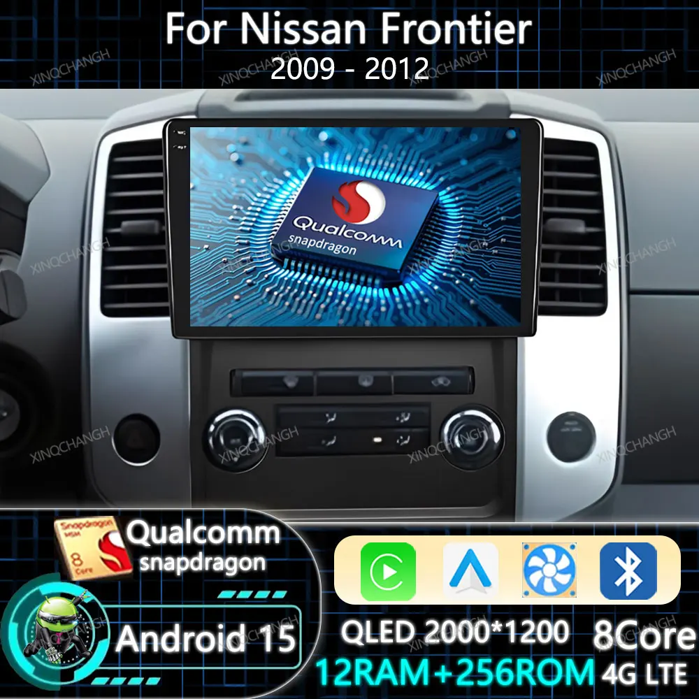 Android 15 Radio del coche para Nissan Frontier 2009 - 2012 para Nissan Xterra 2 N50 2008 - 2015 GPS Carplay Auto QLED 4G WIFI Qualcomm