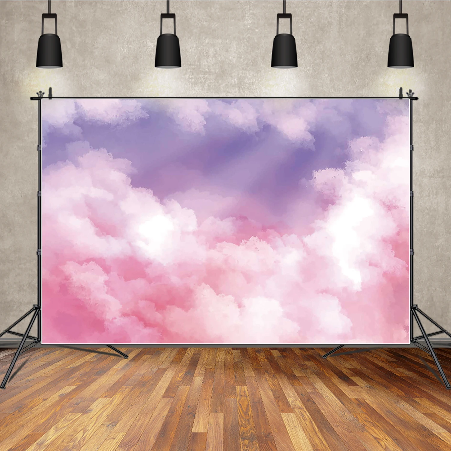 MOON.QG 天空と雲の誕生日背景ベビーケーキスマッシュ女の子の誕生日写真背景ベビーシャワー女の子雲バナー