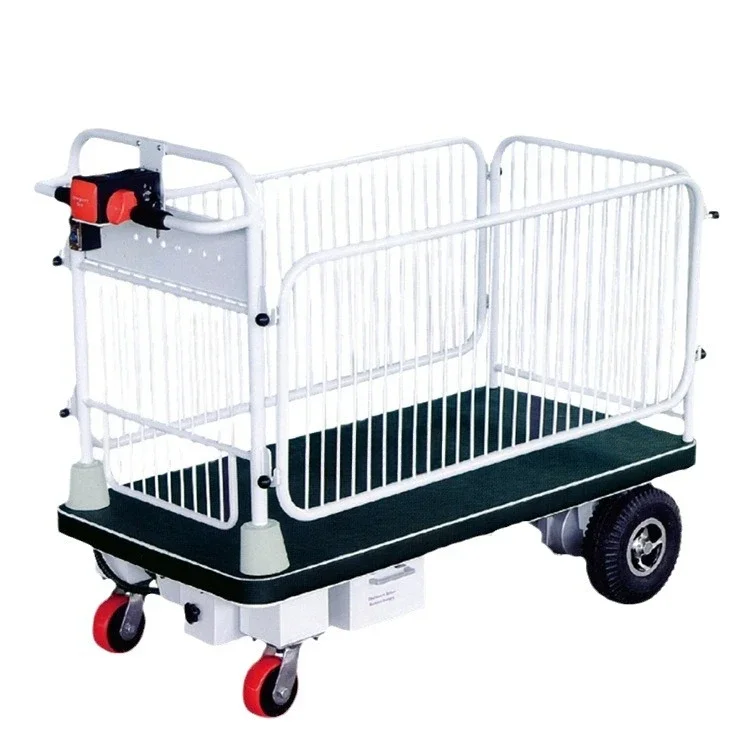 

HG-105 Electric flat panel automatic trolley with guardrail Electric trolley with fence