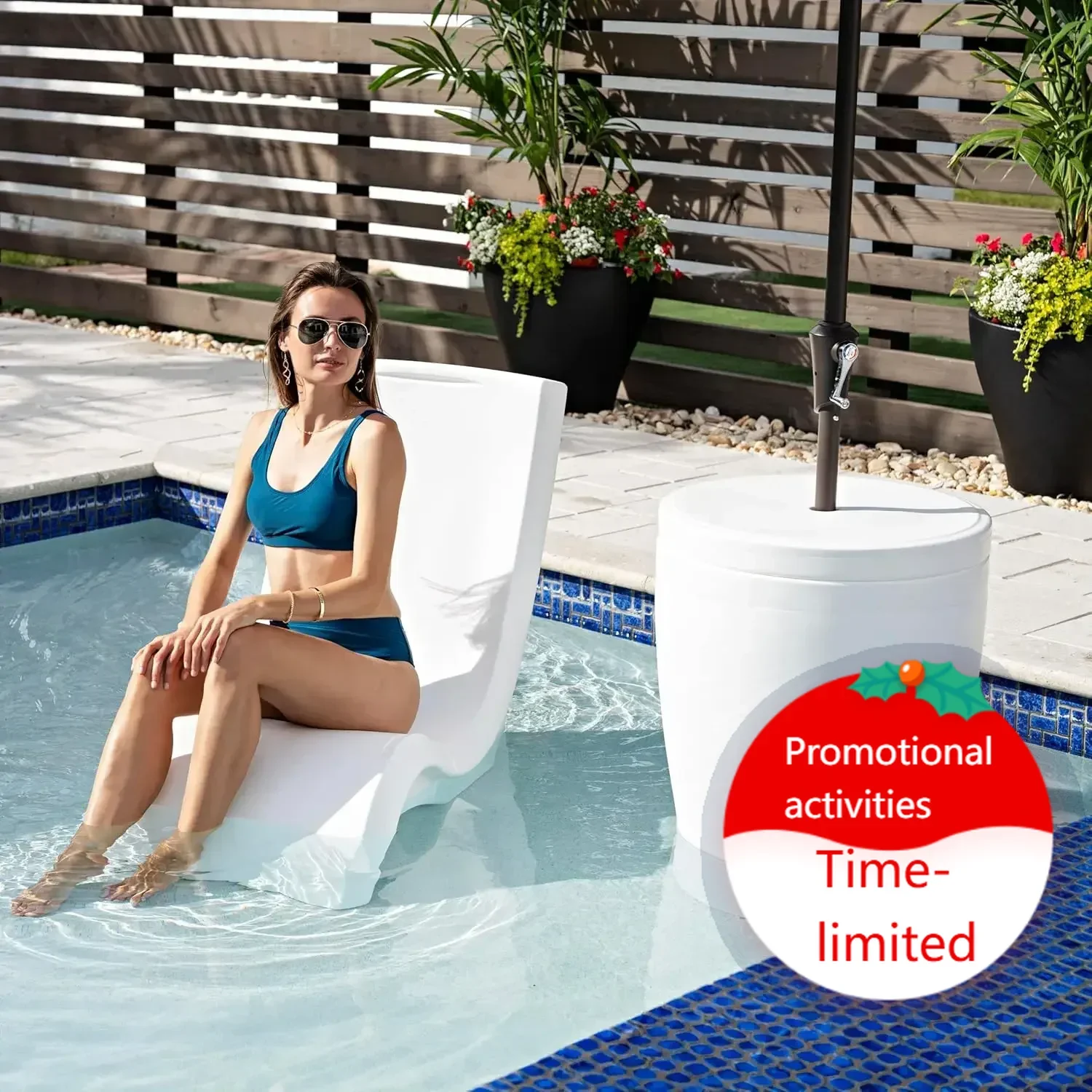 

Хит продаж: Любимое кресло для бассейна, устойчивое к выцветанию, водонепроницаемая мебель для патио, для использования на солнечных ванных досках, для бассейнов с глубиной до 15 дюймов, утяжеленное, 43