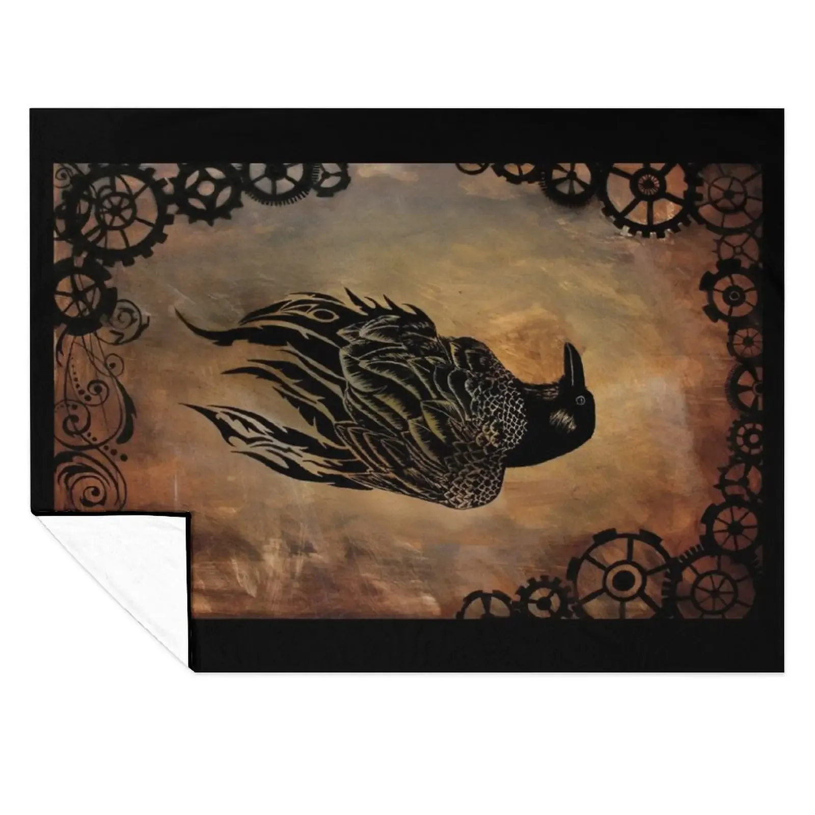 

Clockwork Raven Throw Blanket Travel Hair Soft Plaid Sofa Blankets