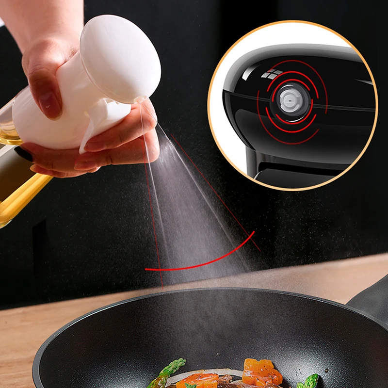 

1 Pcs 200ml Empty White/Black Refillable Spray Oil Glass Bottle Sprayer for Cook in Outdoor Barbecue Spray Bottle Vinegar Sauce