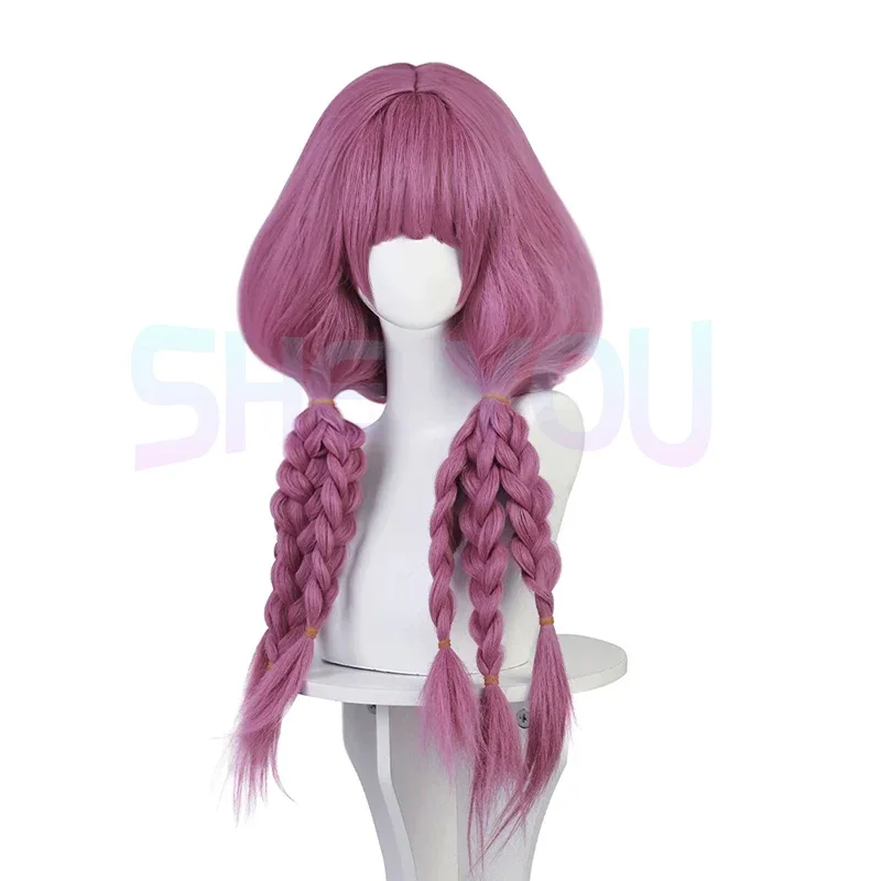Aura Cosplay Wig Anime Frieren Beyond Journey's End Purple Long Hair Braid Headwear Halloween Party for Women Props Accessory