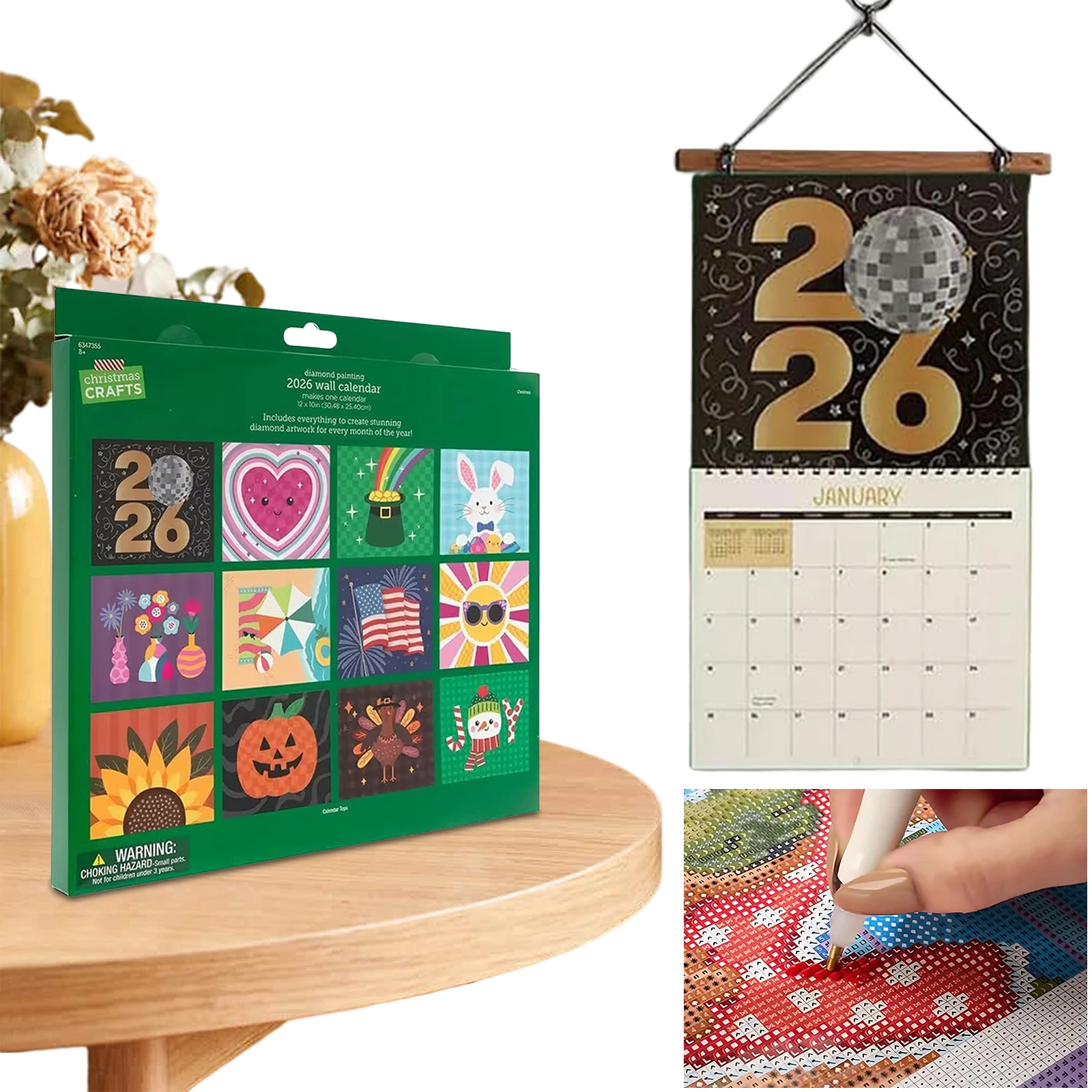 

DIY Diamond Art Calendar Kit Creative Craft Decor with Crystal Rhinestones for Home and Office Use Perfect Gift for Art Lovers