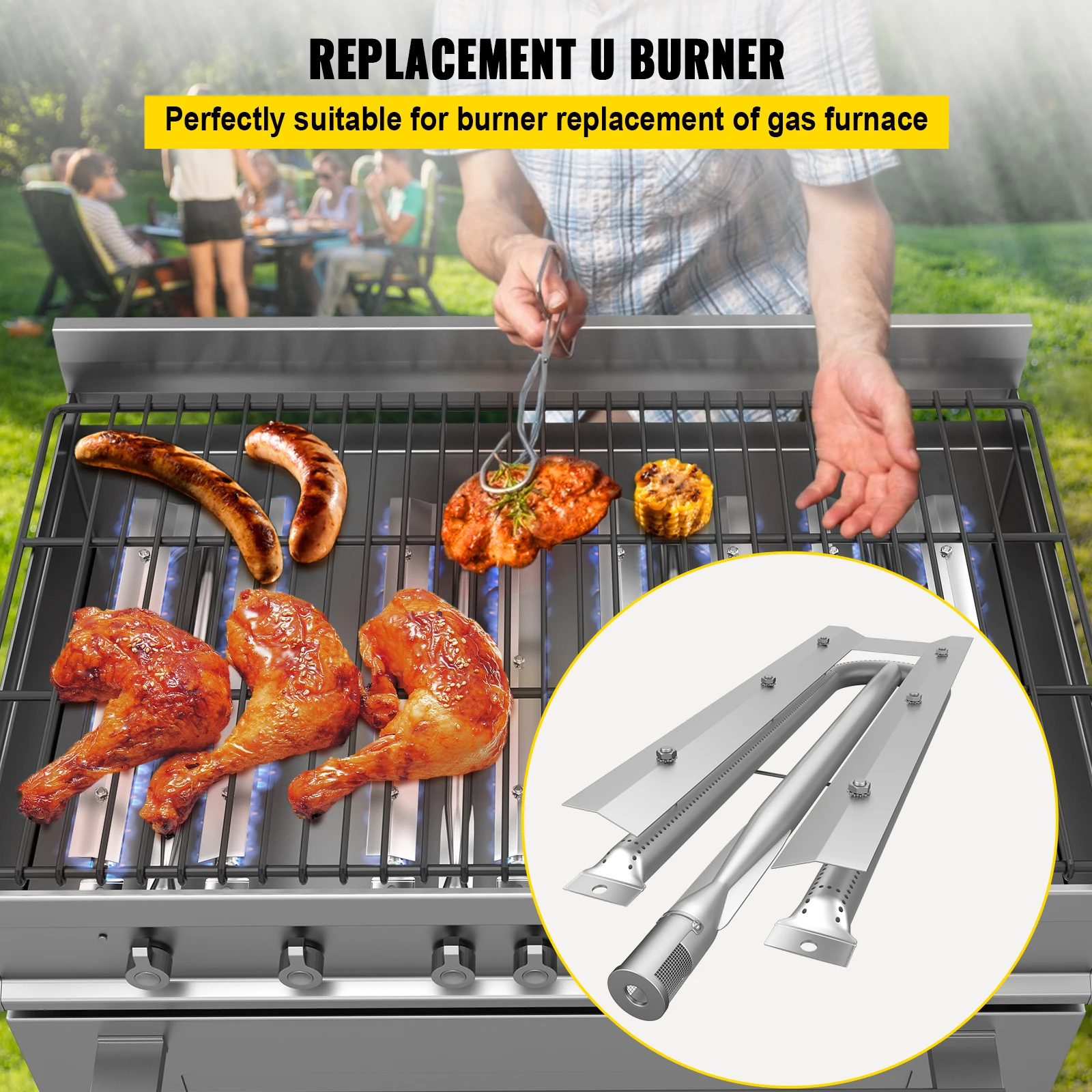 VEVOR 3 Packs BBQ Burners Replacement 16.1