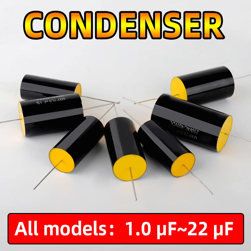 Polipropileno Capacitor Alto-falante, Divisor de Freqüência Capacitor, MXP, 1.0μF, 2.2μF, 2.7μF, 3.3μF, 4.7μF, 5.6μF, 8.2μF, 10μF, 12μF, 15μF, 1 Pc