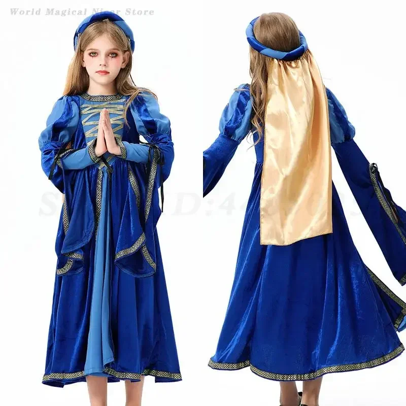 

Европейский Хэллоуин Ретро Палац Королева Одежда Дети Девушки Косплей Костюм Средневековый Ренессанс Представление Принцесса Драматическое Платье