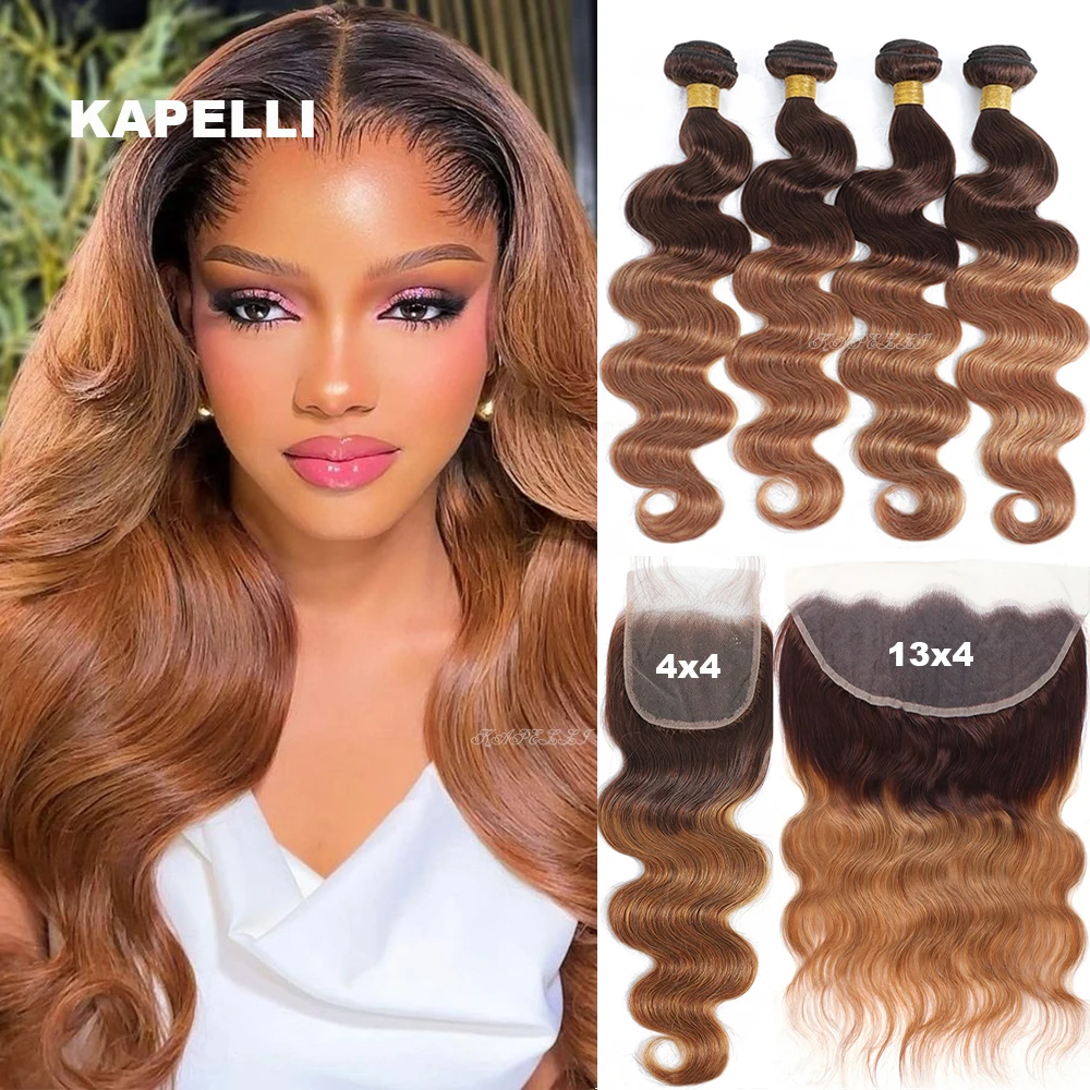 

Пучки объемных волн с застежкой, бразильские пучки человеческих волос с кружевной застежкой 4x4, наращивание волос 3/4 пучка Remy