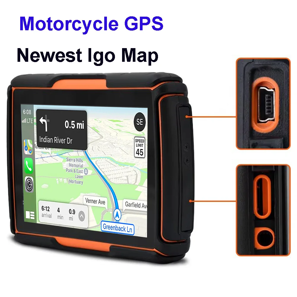 4,3-дюймовый мотоциклетный GPS-навигатор Автомобильный GPS с водонепроницаемым IPX7 Bluetooth FM AVIN GPS Встроенный 8 ГБ Бесплатная новейшая карта igo