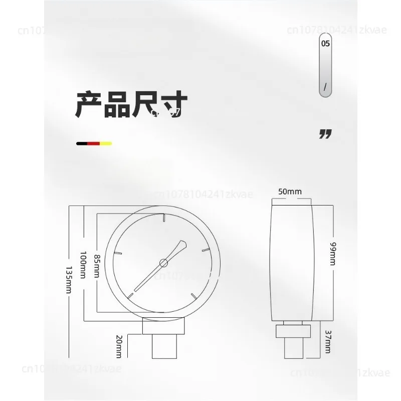 Stainless Steel Pressure Thermometer Z-280 Axial Belt Edge Remote Thermometer Capillary 304 Boiler
