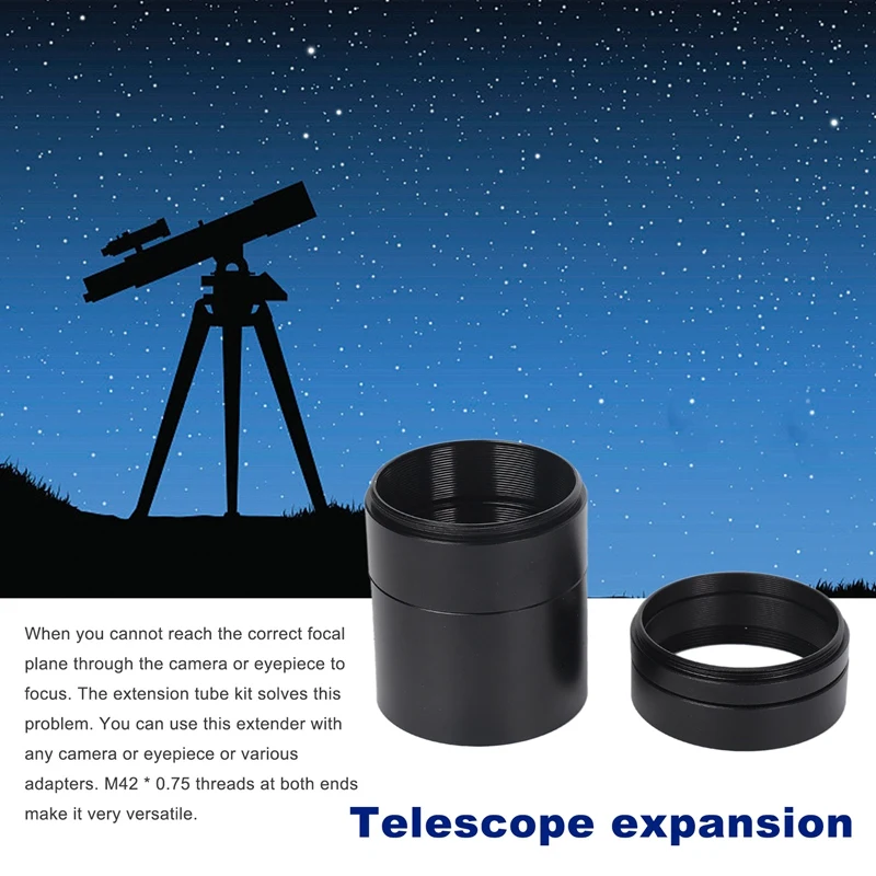 2 Inch M42 Extension Tube Kit 5/10/15/30Mm M42X0.75 On Both Sides For Astronomy Professional Telescope Astrophotography