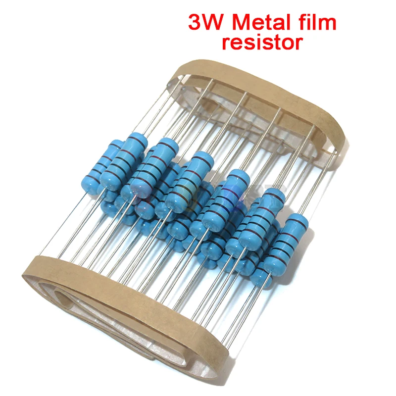 20PCS 3W Metal Film Resistor 1% 1R 4.7R 10R 22R 33R 47R 1K 4.7K 10K 100K 1 4.7 10 22 33 47 4K7 Ohm 1R ~ 1M