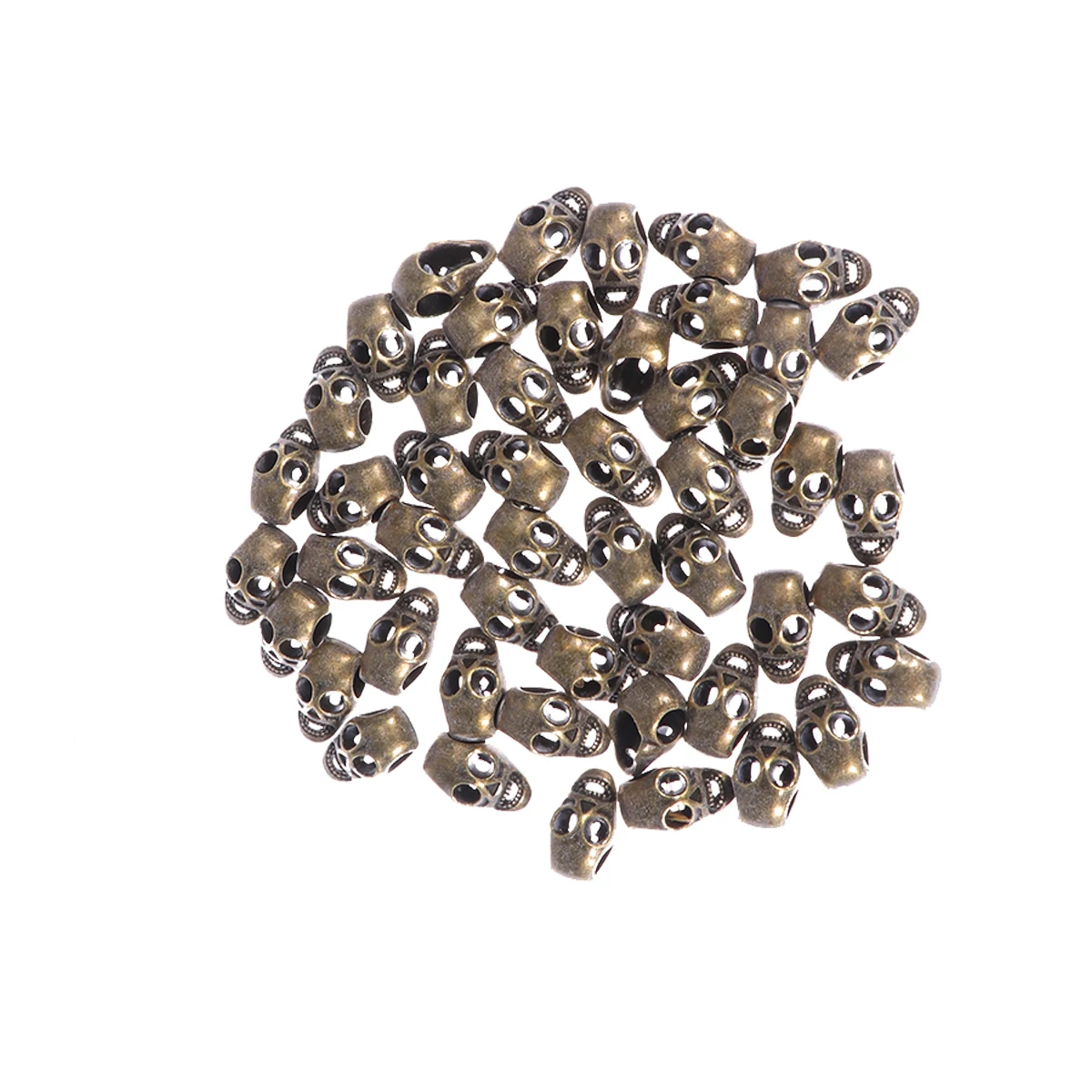 

50pcs Retro Alloy Jewelry Accessories Big Hole Skull Beads for DIY Crafts Necklace Making Bracelet Vintage Decorations
