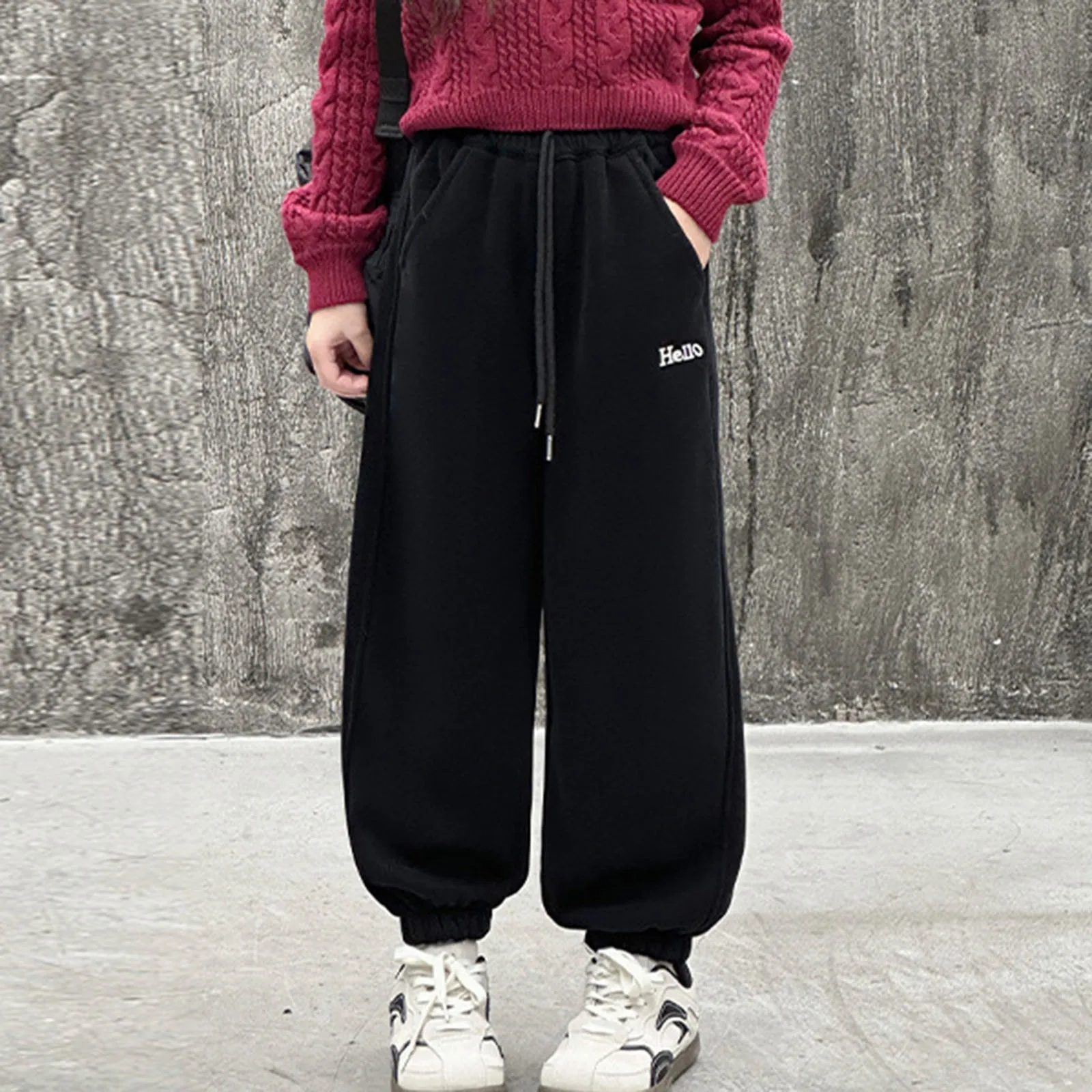 

Plus Size Trousers For Boys Girls Casual Loose Long Pants Sports Wear Bottom Childrens Velvet Thickened Knitted Leg Sweatpants