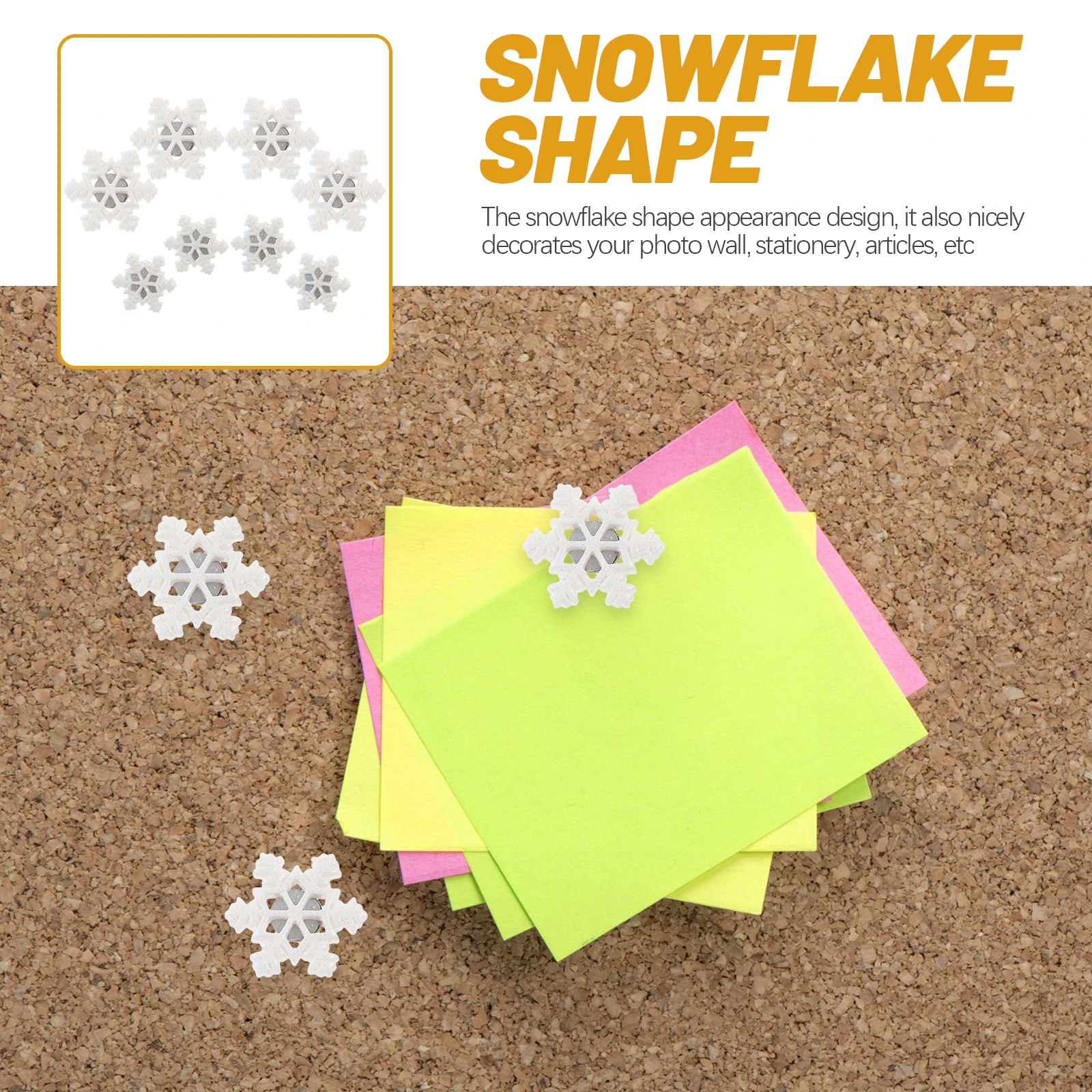 

30Pcs Snowflake Design Thumb Tacks Clear Resin Push Pins for Poster Message Board Notice Display Creative Household Cork Tacks