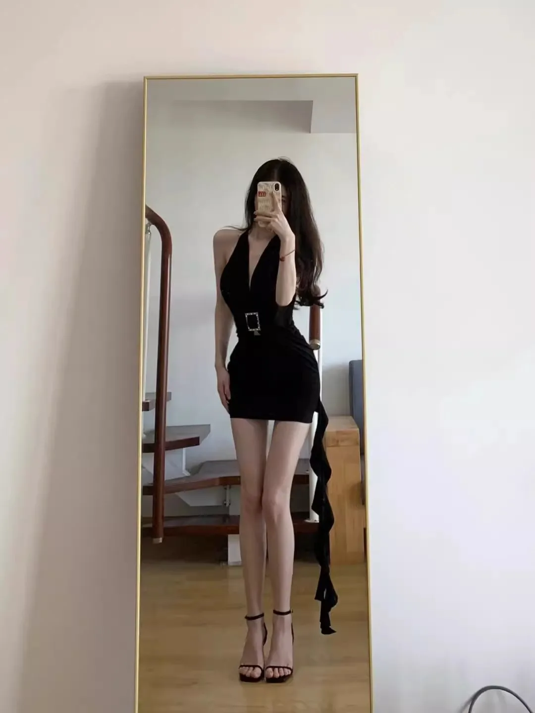 Dresses Sleeveless Womens Purple Spring Cotton Crew-Neck Adjustable Waistline Gathered A-Line Checked Age-Reducing Aesthetics OL