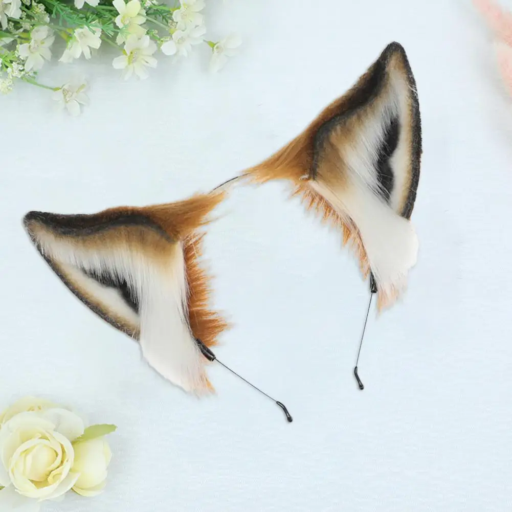 

Adjustable Size Hair Hoop Handmade Plush Fabric Hair Hoop with Imitation Ears for Cosplay Parties Elastic Headband for Women