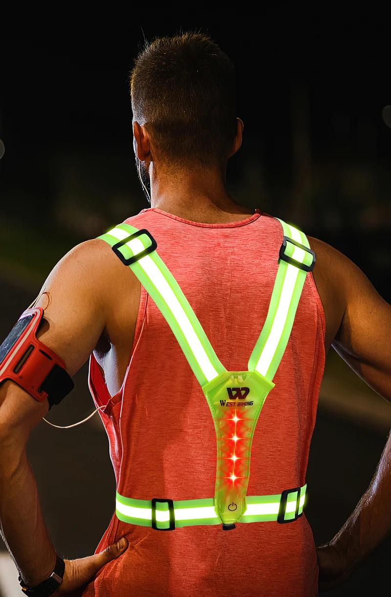 WEST BIKING Reflektierende LED-Lichtweste, USB-Aufladbar, 3 Modi Einstellbar, Nachtlauf- und Fahrrad-Sicherheitsausrüstung für Männer und Frauen – Detail 15