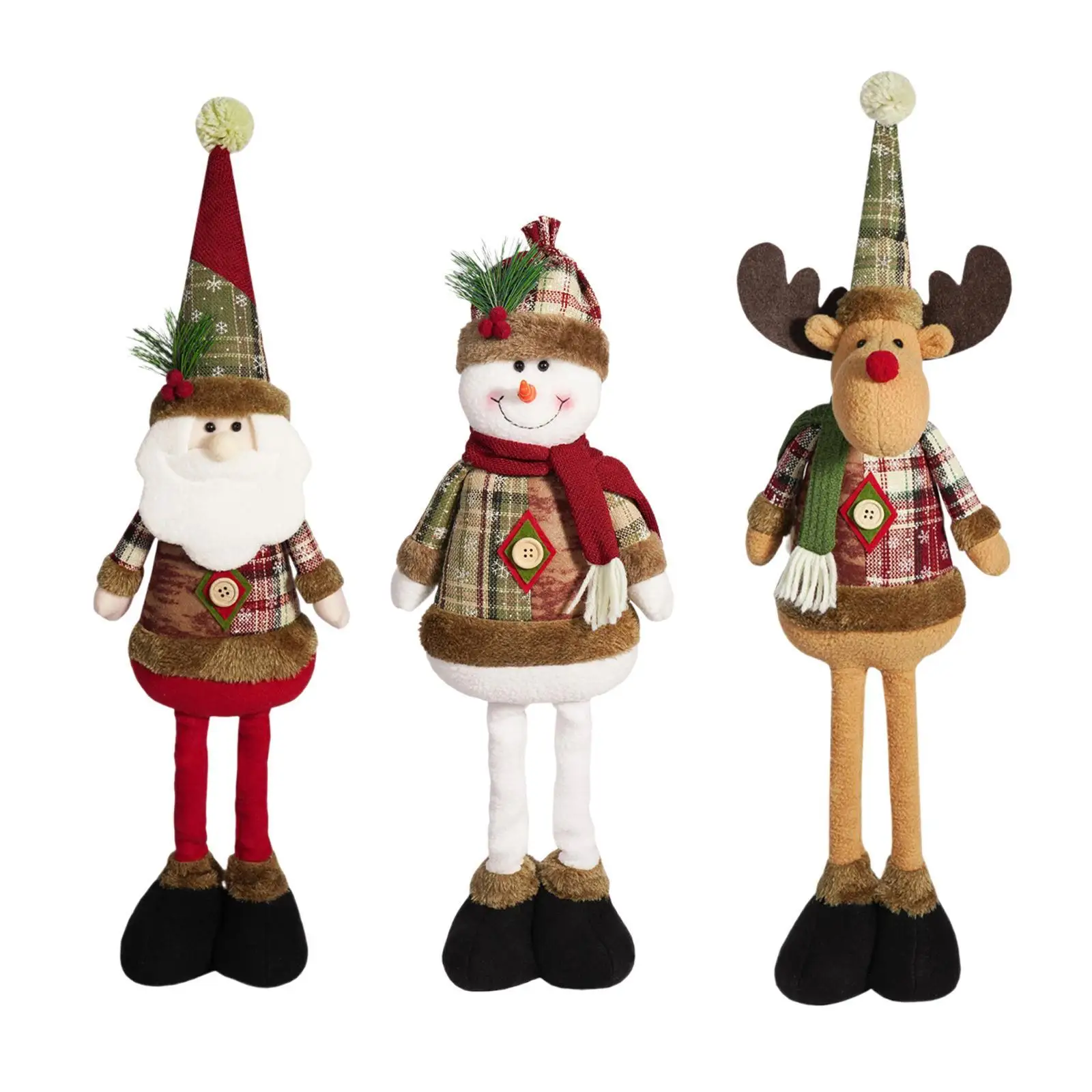 Christmas Figurine Christmas Decoration Telescopic Legs Cartoon Long Legs Doll Toy Christmas Figure Xmas Ornament for Holiday