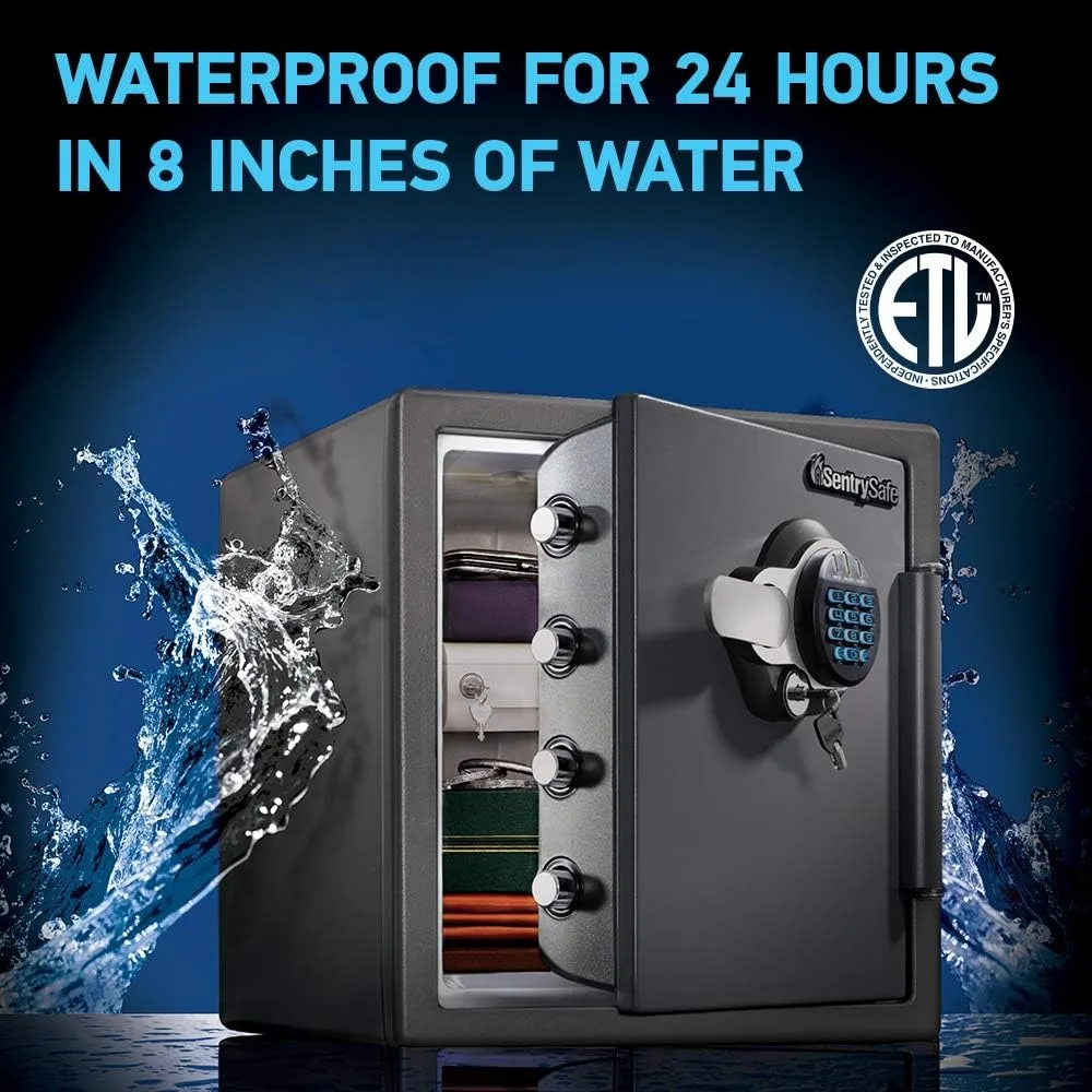 Cassaforte domestica con tastiera digitale: cassaforte in acciaio resistente all'acqua e al fuoco, capacità 1,23 piedi cubi, 17,8 x 16,3 pollici