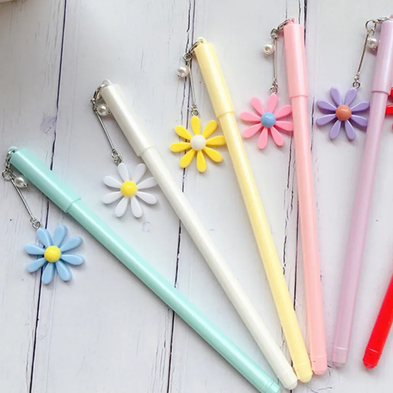 1 Piece Cute Kawaii Daisy Flower Pendant Gel Pen School Office Supply Stationery Sweet Pretty Lovely Korean Plant