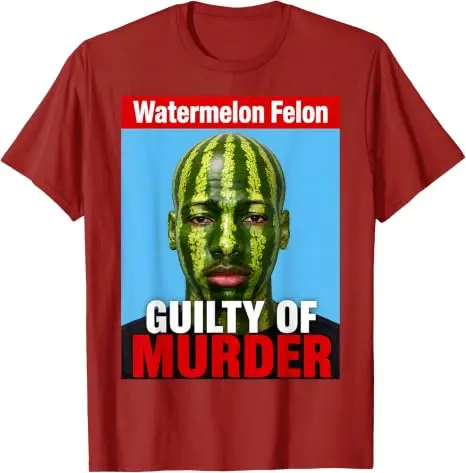 Watermelon Felon Shirt Watermelon Felon Guilty of Murder T-Shirt Baumwolle Y2k Streetwear Kleidung Humor Ästhetische Grafikbekleidung – Detail 4