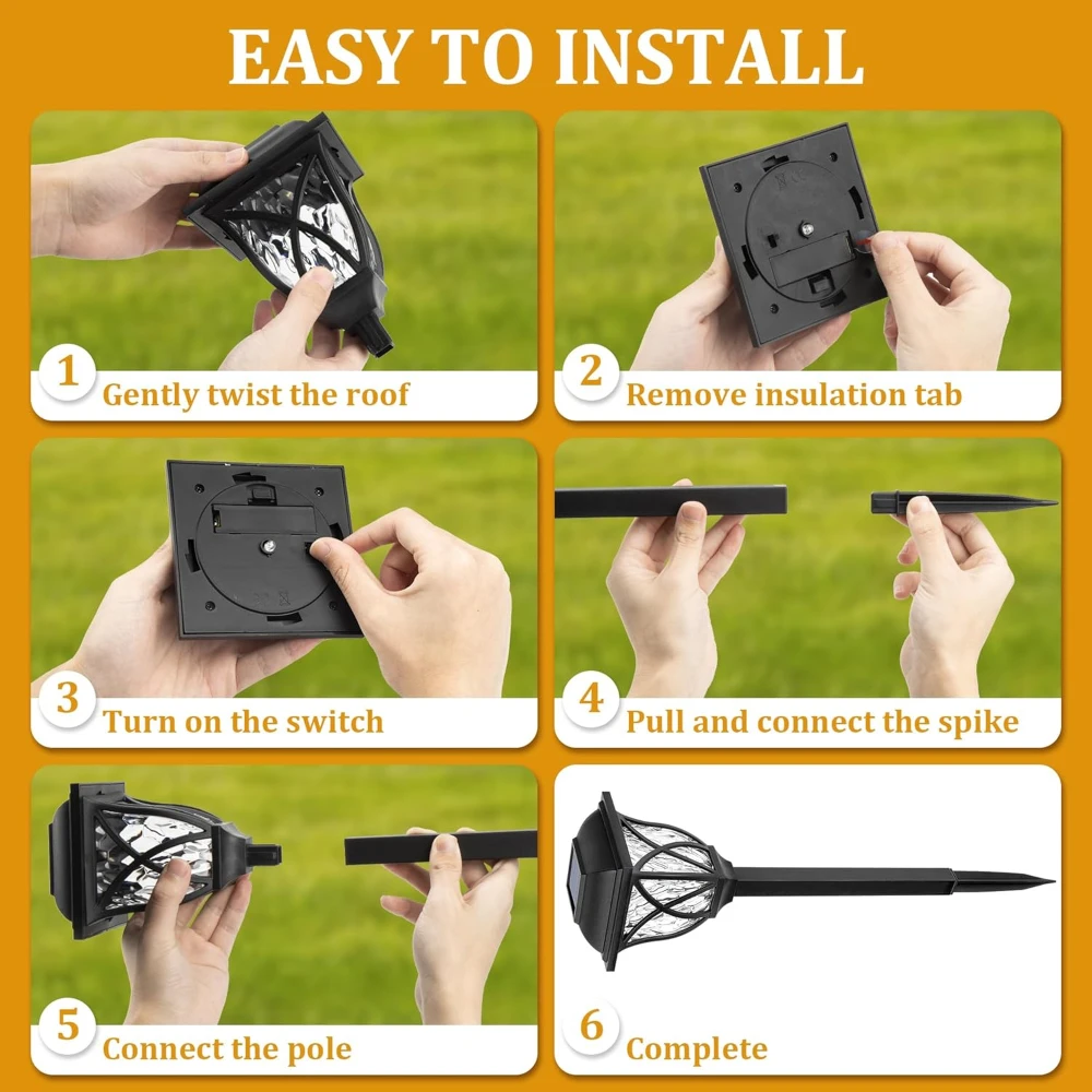 6/8 Pack Solar Yard Lichter Helle Rasen Lichter Im Freien Wasserdichte Led Solar Pathway Lichter Landschaft Weg Lichter