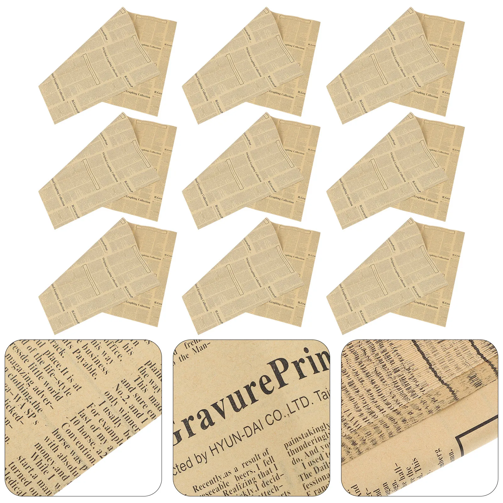 

40Pcs Flower Paper Wrappers English Newspaper Style Decorative Gift Wrapping Papers for Party Wedding Birthday Bouquet Packing
