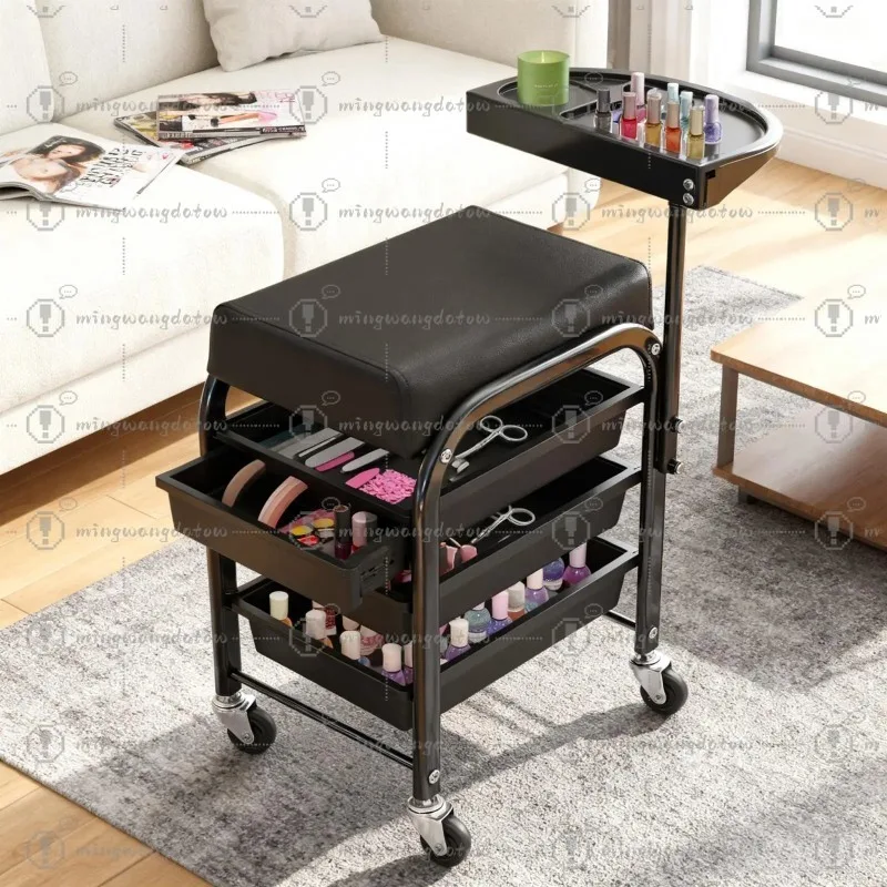 Black Pedicure Footrest Stand Pedicure Trolley For Pedicure Manicure Beauty Salon Footrest Stand With Wheels For Beauty Salons