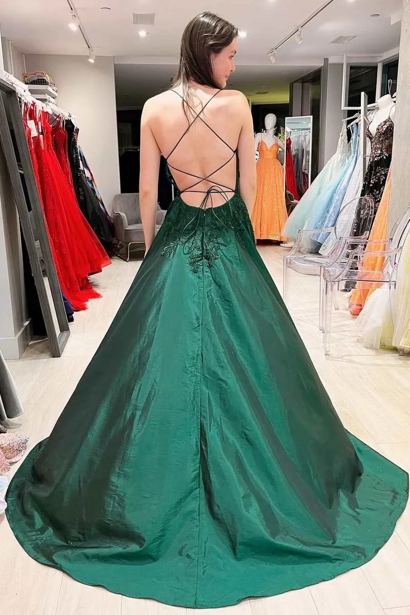 A Line Vestidos De Fiesta Elegantes Para Satin Appliques Prom Dress Long 2024 Sexy Backless Formal Party Dress for Women