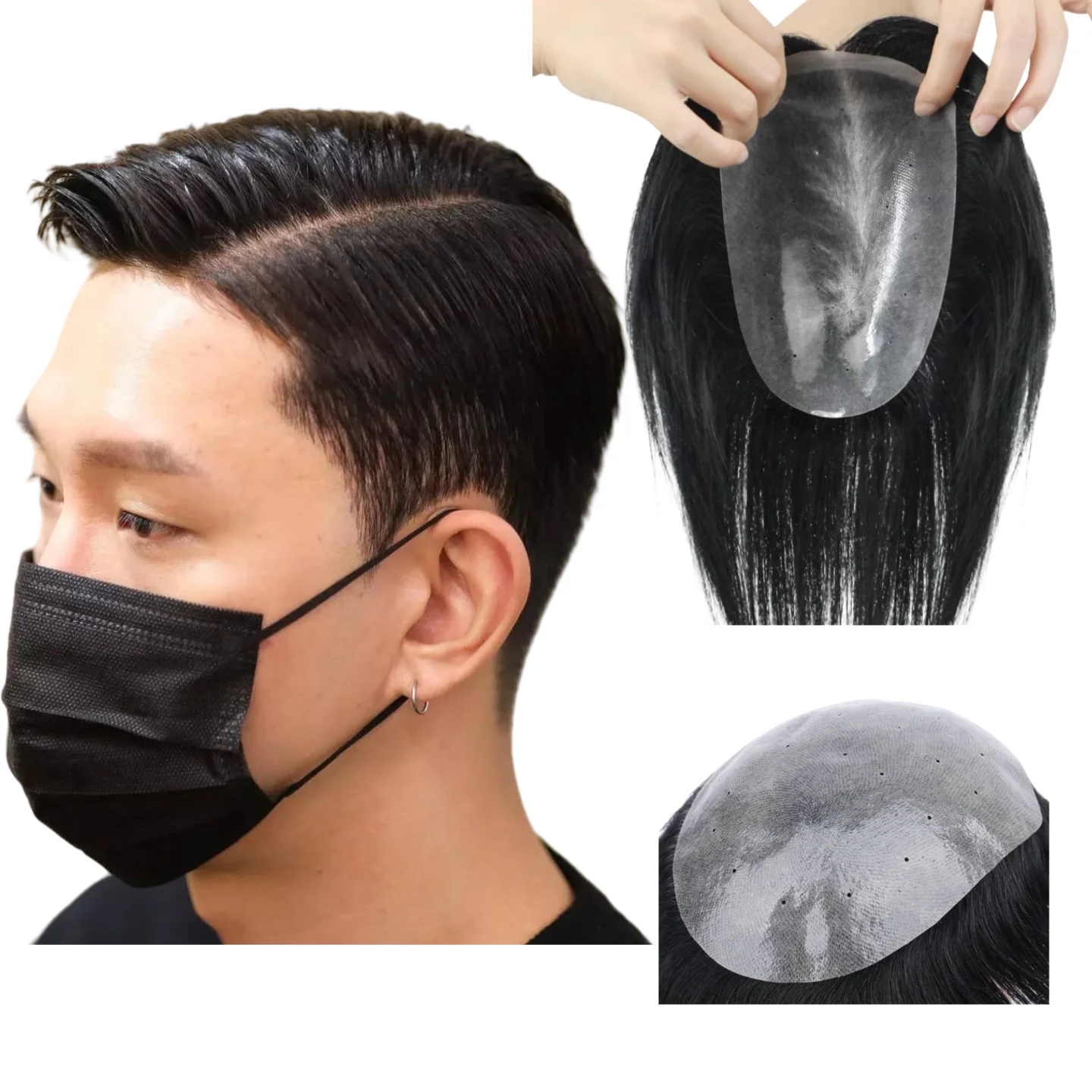 0.10 مللي متر معيار رقيقة بولي Base قاعدة الرجال الشعر المستعار 100% الشعر البشري الأكثر شعبية وفعال من حيث التكلفة نظام الشعر للمبتدئين