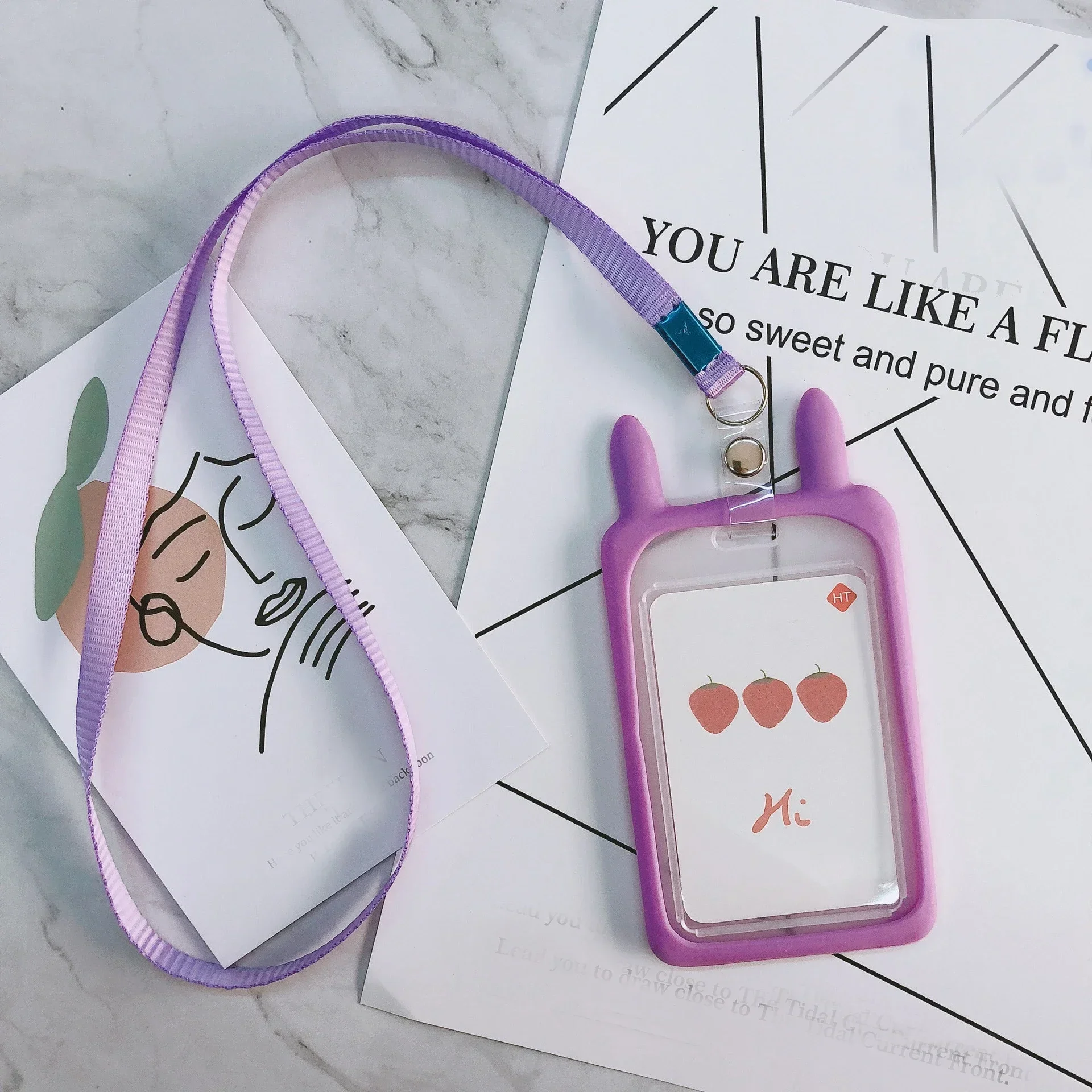 High Quality ID Credit Card Holder Cute Cartoon Silicone Bus Card Case Neck Strap with Lanyard Badge Holder Kids Christmas Gifts